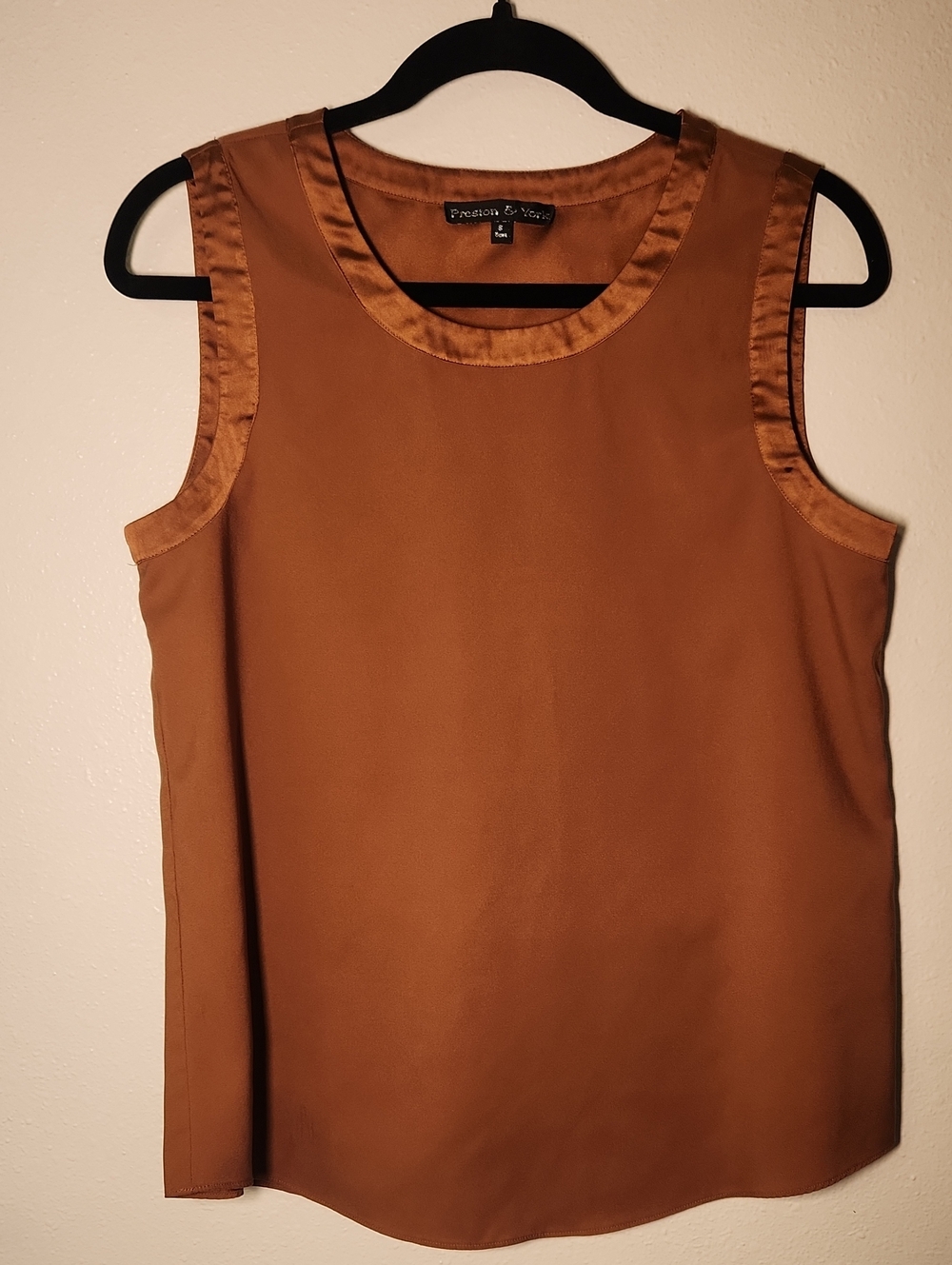 Preston & York Satin-Trim Sleeveless Top — Rust